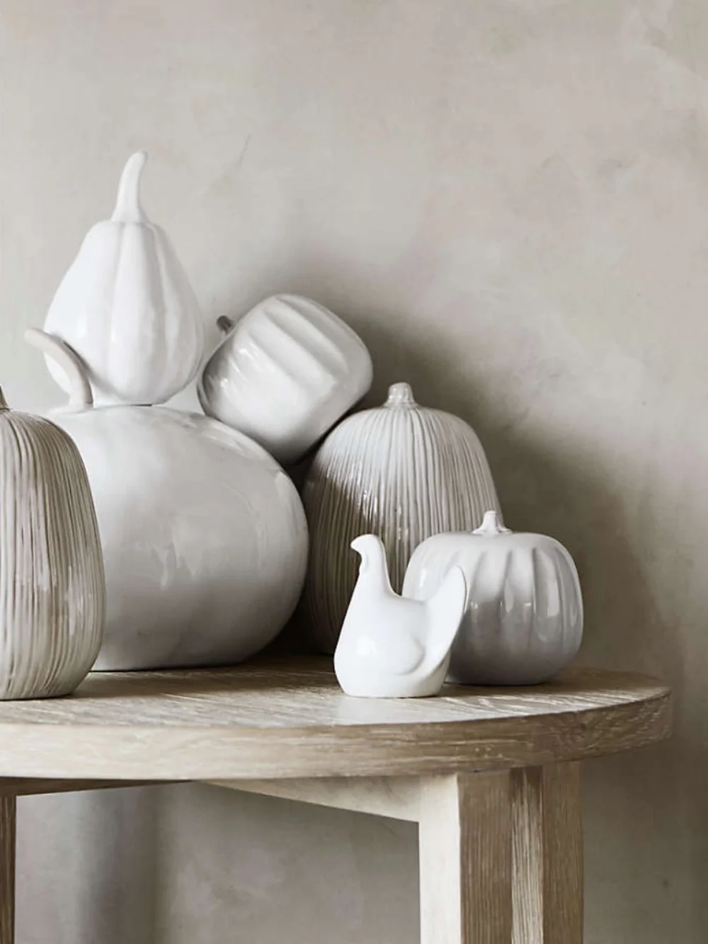 New! Crate&Barrel Modern Glossy White Ceramic Pumpkin